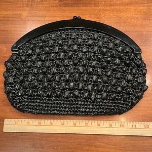 Black raffia clutch